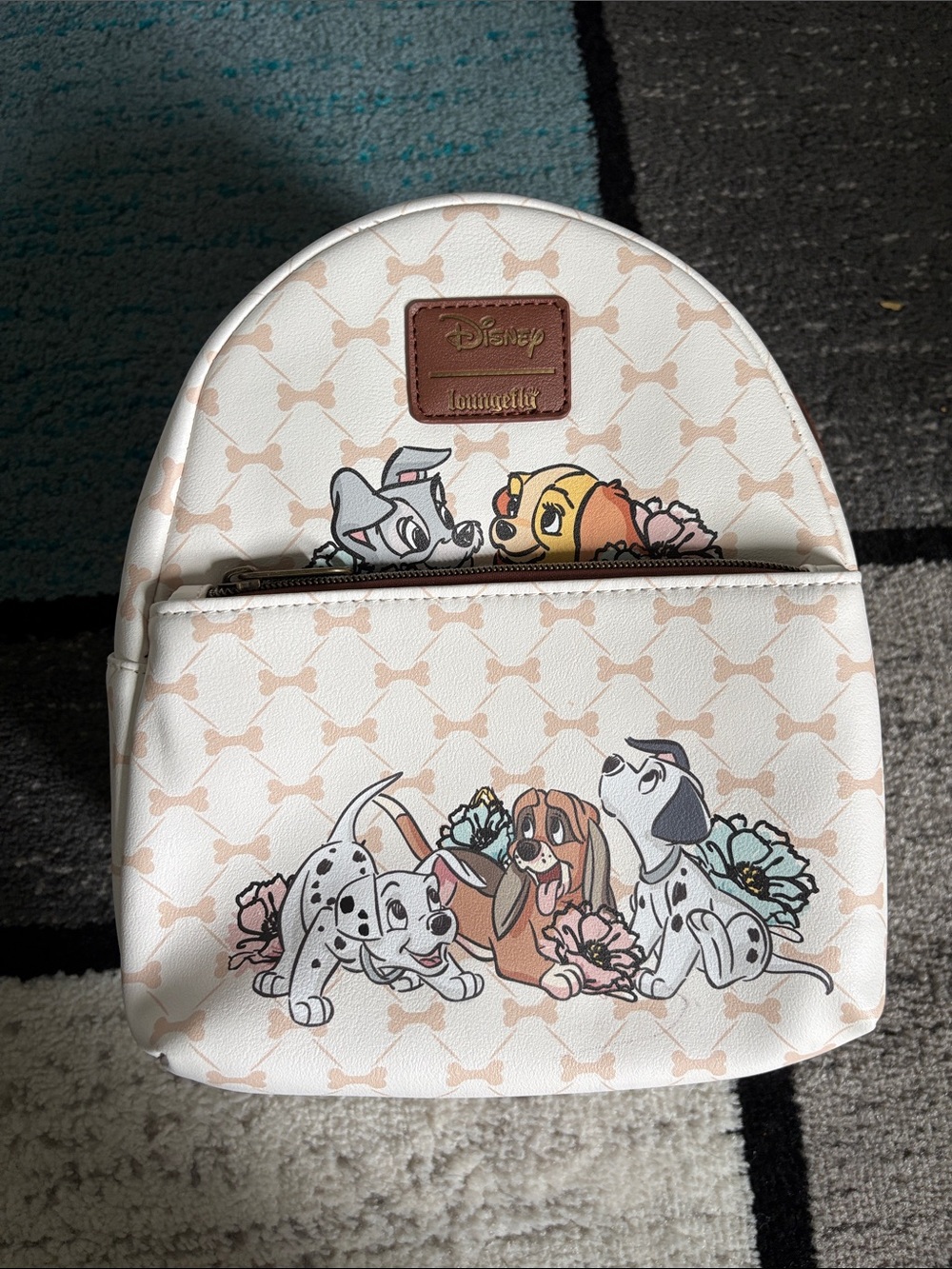 Disney Loungfly Brown and Cream Disney Dogs Backpack
